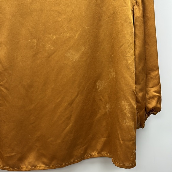 Anthropologie Hutch Satin 3/4 Puff Sleeve Blouse Golden Yellow Medium - Picture 5 of 9